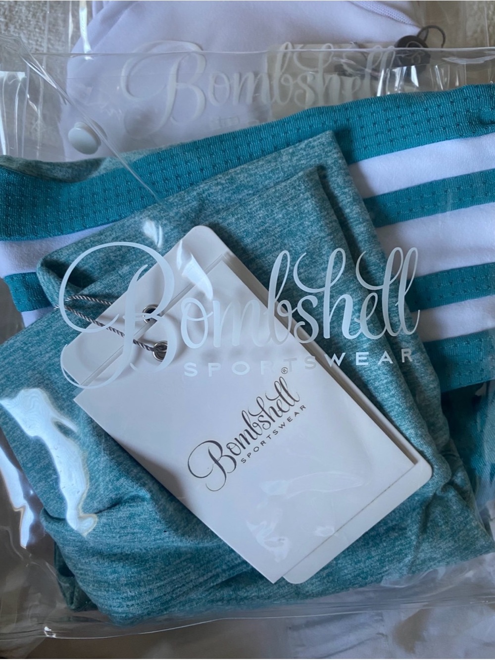 Bombshell Sportwear Blue Striped white Size S NWT in the bags!!